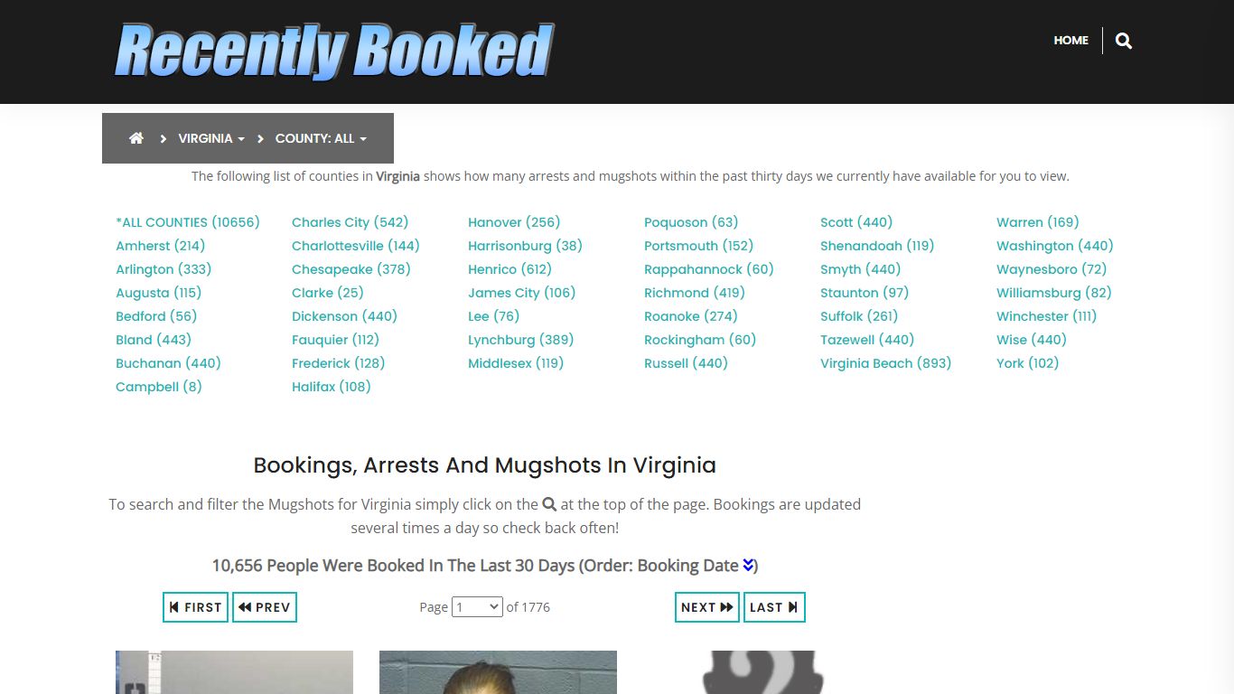 Recent bookings, Arrests, Mugshots in Virginia - Recently Booked